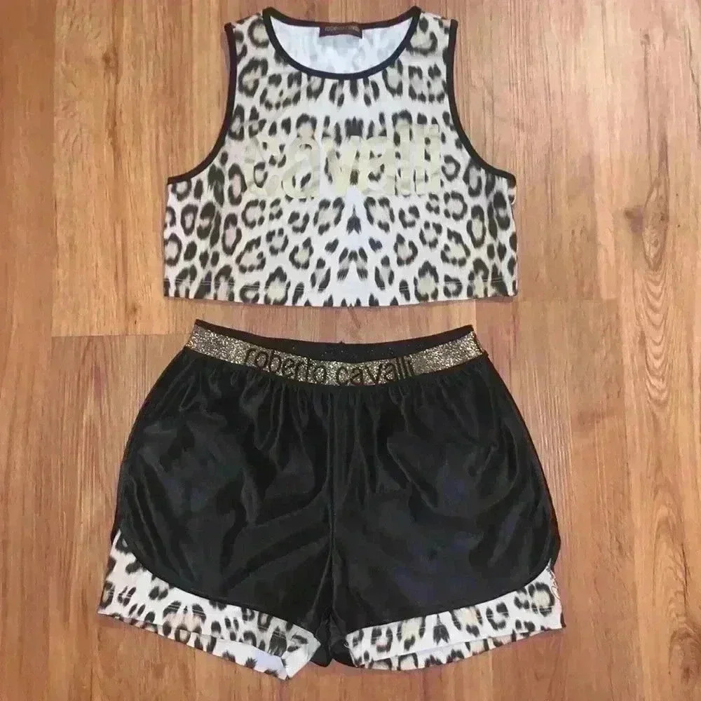 Roberto Cavalli Leopard Shorts Set